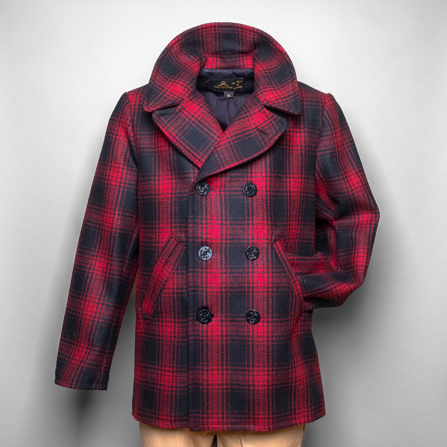 PIKE BROTHERS - 1938 PEA COAT Red Check WOOL