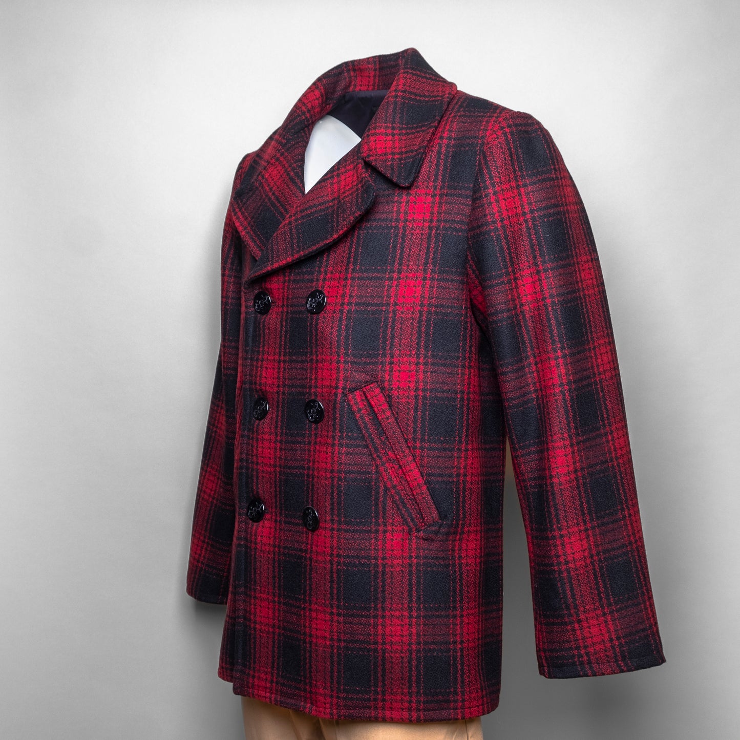 PIKE BROTHERS - 1938 PEA COAT Red Check WOOL